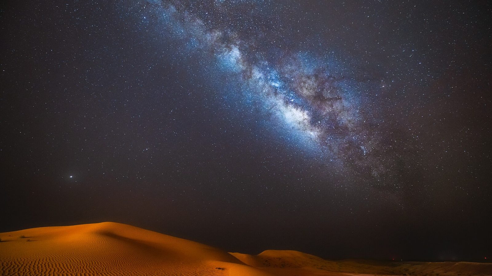 The Milky Way over the desert at Al Quaa in the UAE