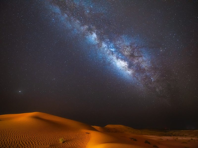 The Milky Way over the desert at Al Quaa in the UAE