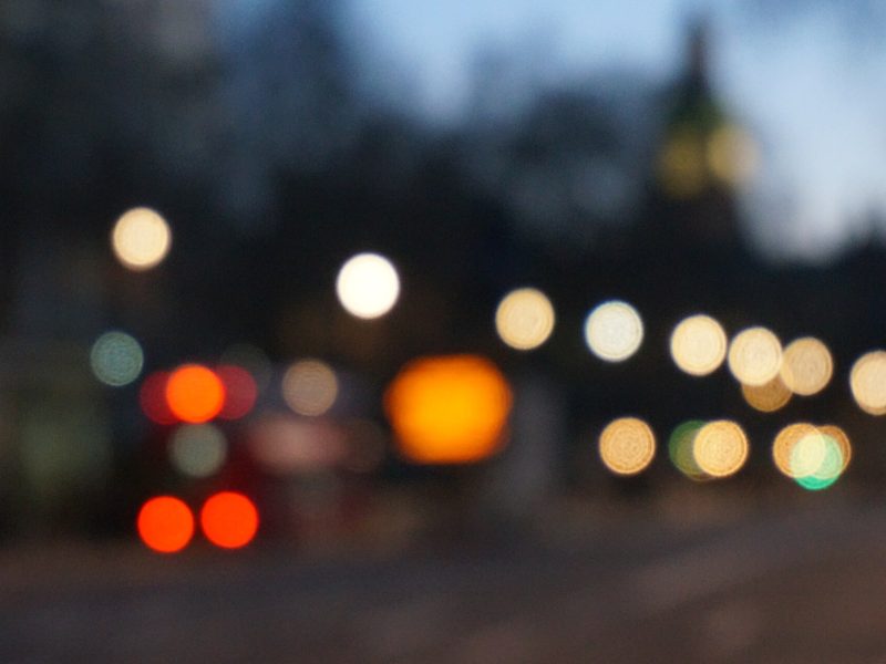 City street lights at night